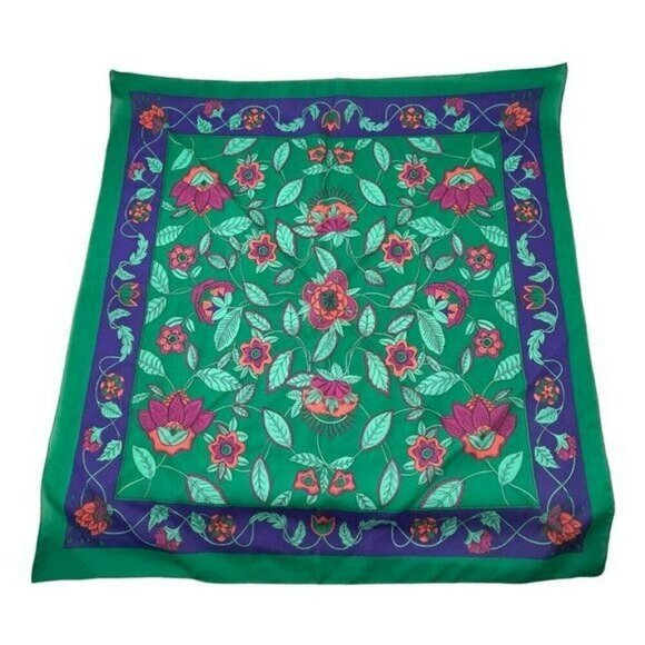 Scarf Handkerchief Tablecloth Bandanna Big 30” Square Flower Boho Hippie Retro - Picture 1 of 12